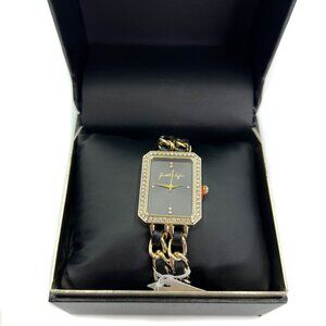 KENDALL + KYLIE Gold Rhinestone Fashion Watch with Double Chain Band NIB Gift